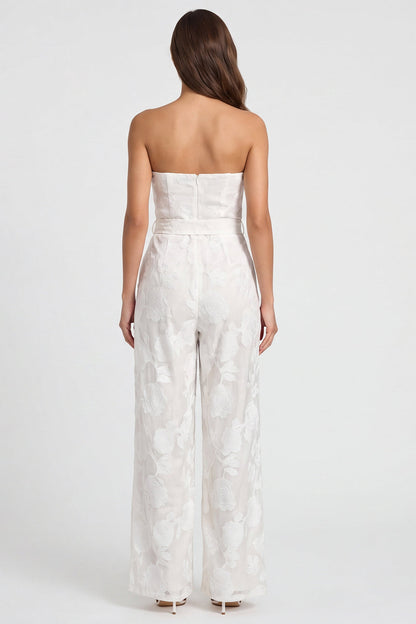 Notched Lapel 2 Piece Floral Ivory Women's Suits